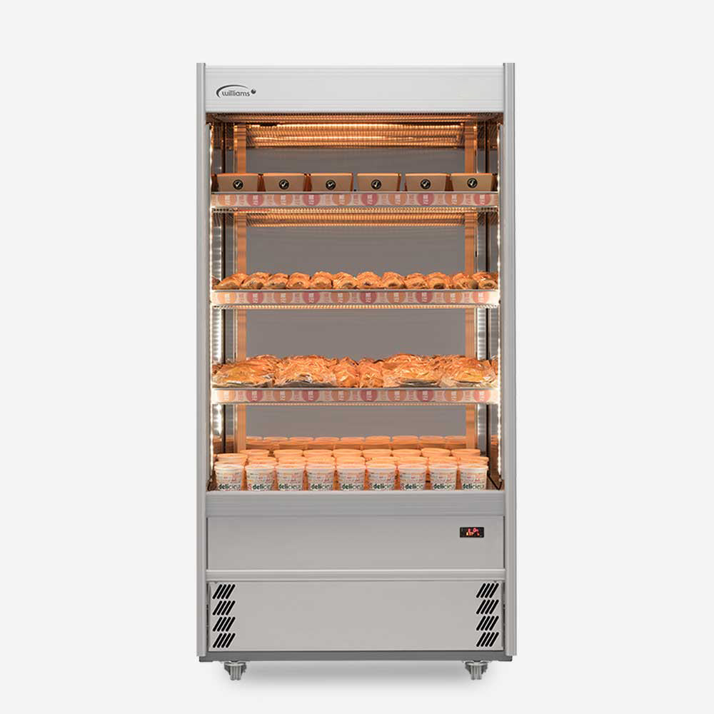 Williams Gem Scarlett XS100-SCO Stainless Steel Open Front Heated Multideck