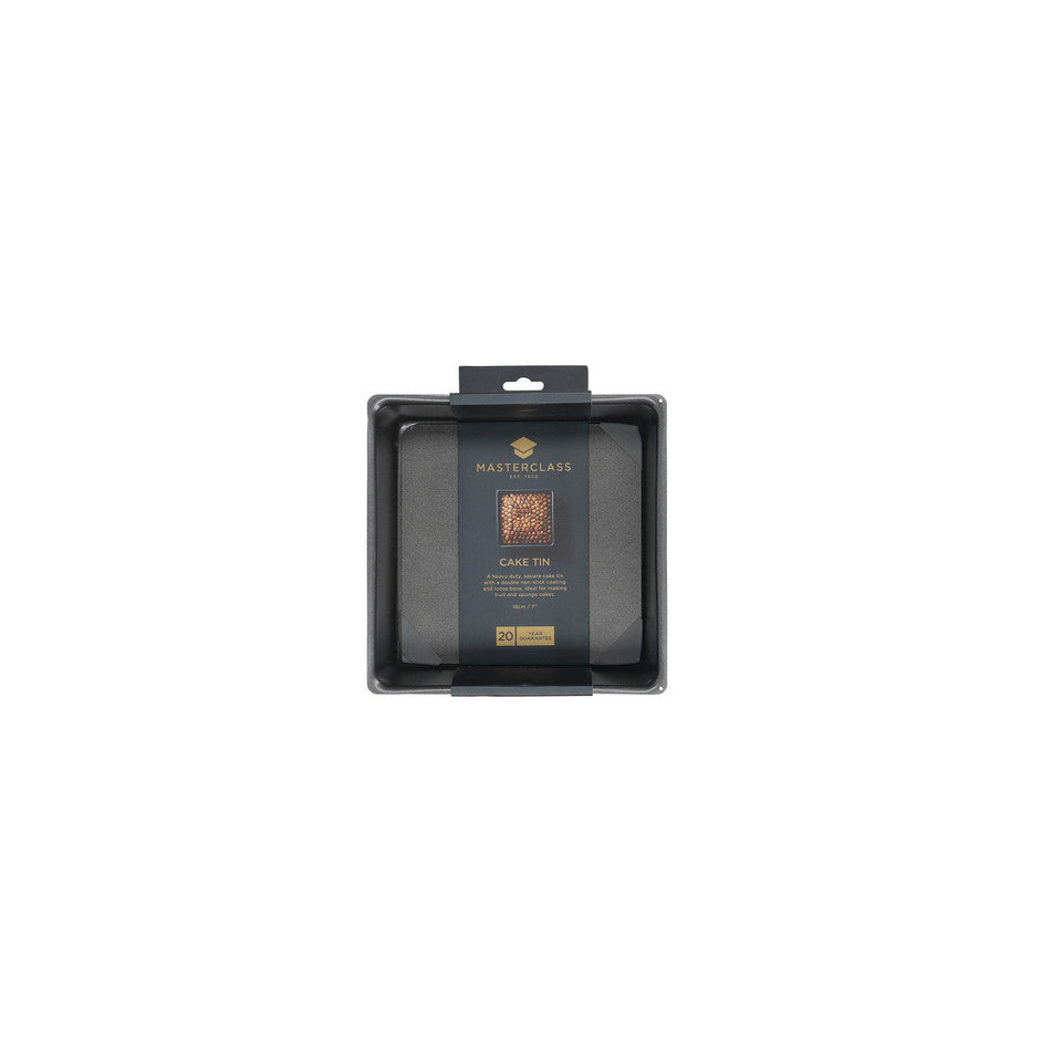 MasterClass KCMCHB38 Non-Stick Square Loose Base Deep Cake Pan 18cm