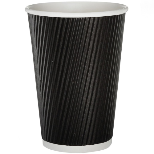 Recyclable Paper Cup Ripple Walled Black 8oz Case Size 500