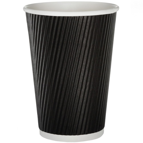 Recyclable Hot Beverage Takeway Cup Ripple Walled Black 8oz Case Size 500 - Cater-Connect Ltd