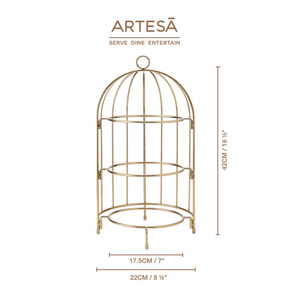 Artesà 3 Tier Afternoon Tea Cake Bird Cage Stand 22cm x 42cm