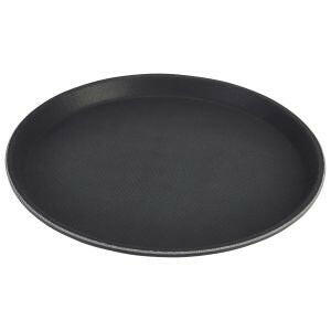 Genware Tray Gengrip Fibreglass Round Black 35.5cm