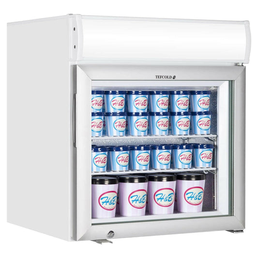 Tefcold UF50GCP White Glass Door Display Freezer 50 Litres