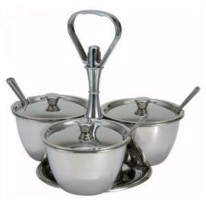 GenWare Stainless Steel Revolving Relish Server 3-Way