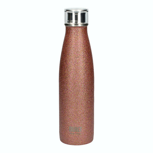 Built 500ml Double Walled Stainless Steel Water Bottle Rose Gold Glitter