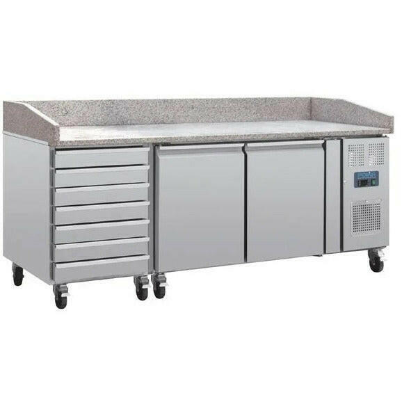 Polar U-Series CT423 Double Door Pizza Counter And Dough Drawers 290 Ltr - Cater-Connect Ltd