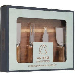 Artesà Acacia Wood Cheese Board & Knife Set