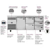 True TCR1/2-CL-SS-DL-DR 1/1GN Counter Fridge 420 Litres