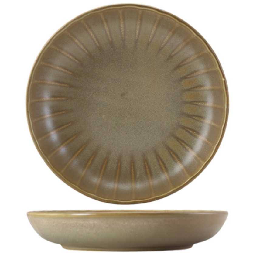 Genware Terra Porcelain Matt Grey Scalloped Coupe Bowl 25.4cm
