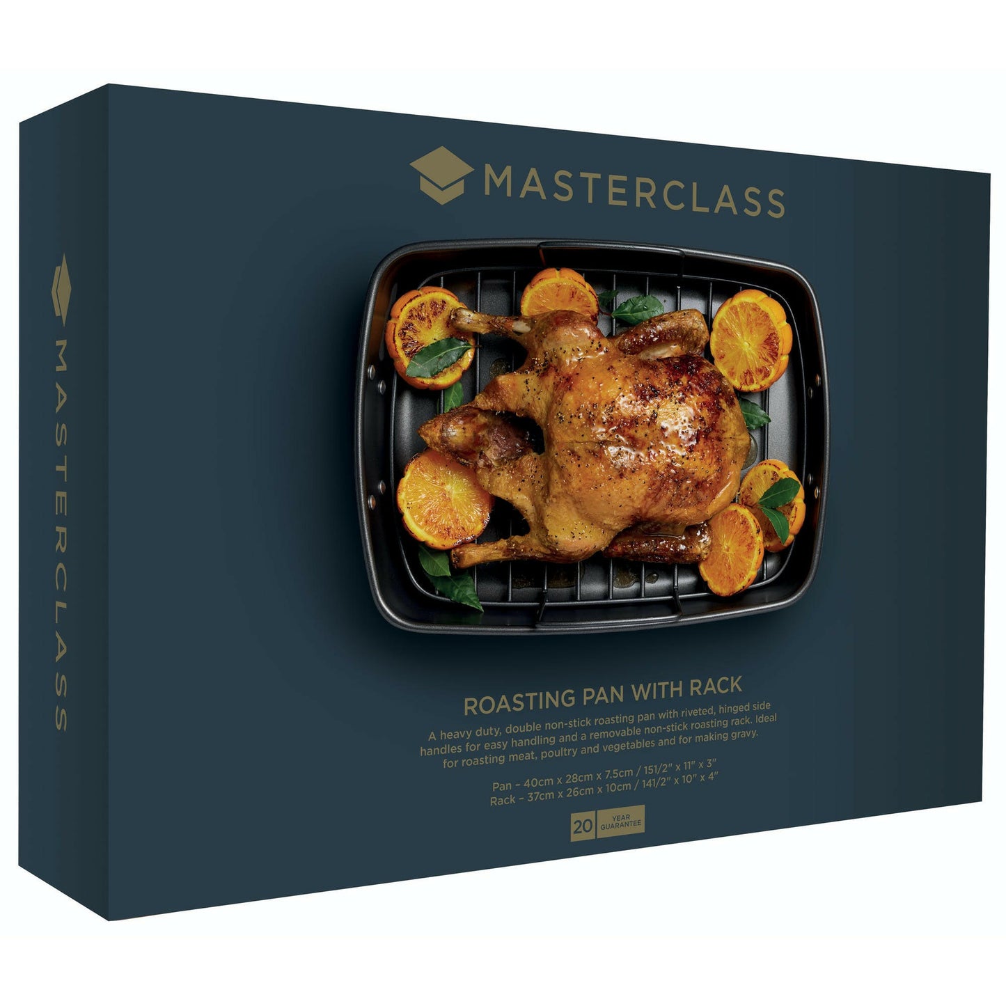 MasterClass Non-Stick Roasting Pan With Rack 40cm x 28cm x 7.5cm