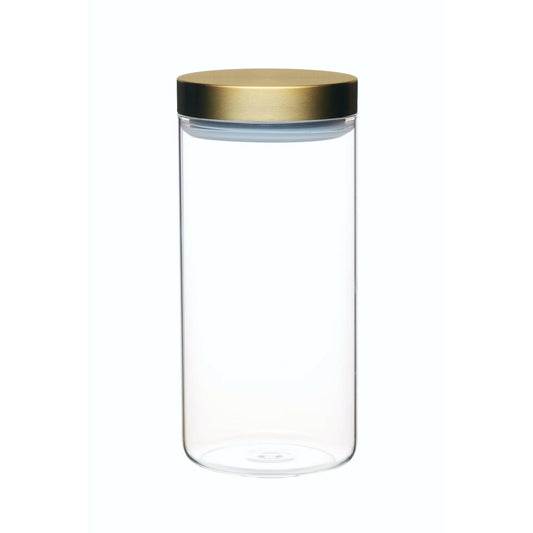 MasterClass Airtight Medium Glass Food Storage Jar with Brass Lid 1.5 Litre