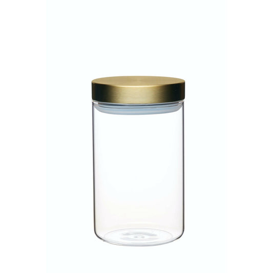MasterClass Airtight Medium Glass Food Storage Jar with Brass Lid 1 Litre