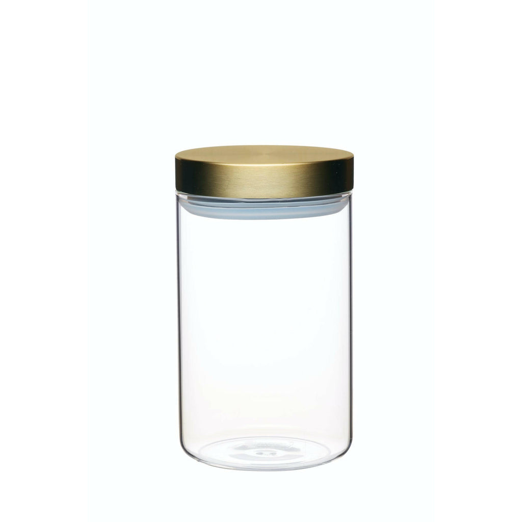 MasterClass Airtight Medium Glass Food Storage Jar with Brass Lid 1 Litre