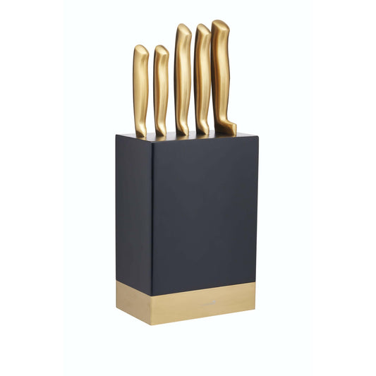 MasterClass 5-Piece Brass-Coloured Stainless Steel Knife Set And Knife Block