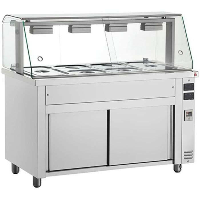 Inomak 4 x 1/1 Gastronorm Bain Marie Heated Base With Glass Structure - Cater-Connect Ltd