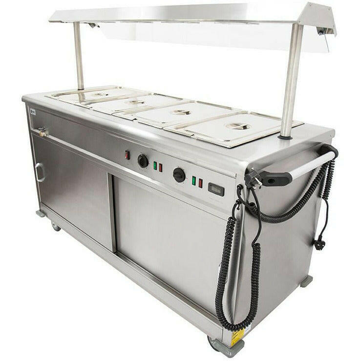Parry MSB15G Heated Bain Marie Top Mobile Servery With Gantry 1655mm Wide