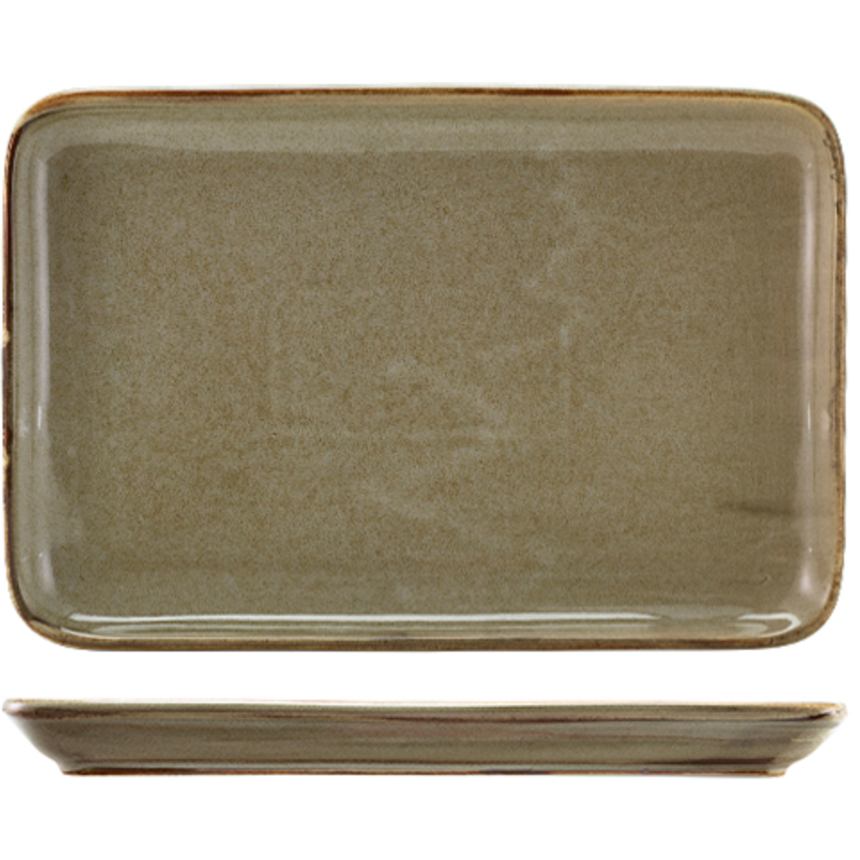 GenWare Terra Porcelain Smoke Grey Rectangular Platter 30x20cm Case Size 3 - Cater-Connect Ltd