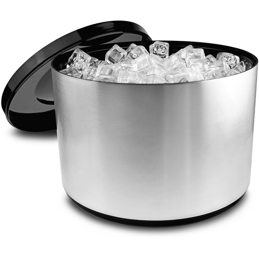 Large Brushed Aluminium Effect Ice Bucket & Lid 10.5 Litres