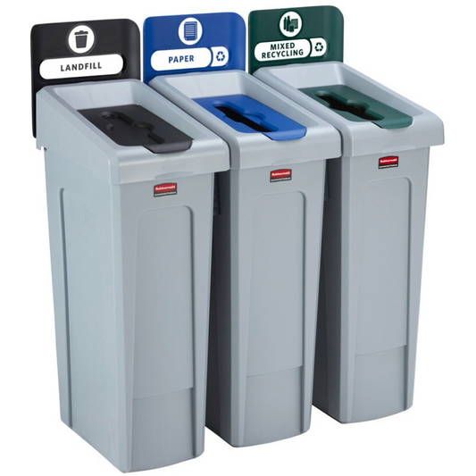  Rubbermaid Slim Jim Recycling Station Bundle 3 Stream