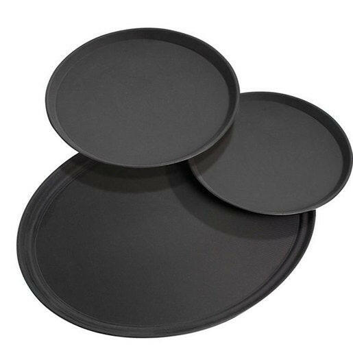 Black Tray Round 35.5cm Anti Slip - Cater-Connect 