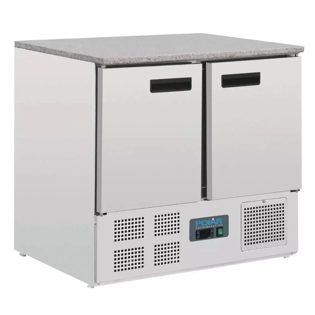 Polar CL108 G-Series Double Door Counter Fridge With Granite Work Top 240Ltr - Cater-Connect Ltd