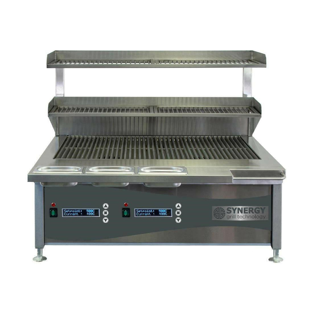 Synergy Trilogy ST900 Gas Chargrill With Cooking Shelf And Garnish Rail.