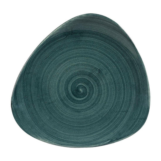 Churchill Stonecast Patina Rustic Teale Triangular Lotus Plate 9" Case Size 12 - Cater-Connect Ltd