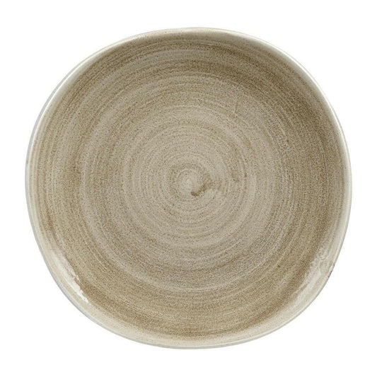 Churchill Stonecast Patina Antique Taupe Round Trace Plate 11 1/4" Case Size 12 - Cater-Connect Ltd