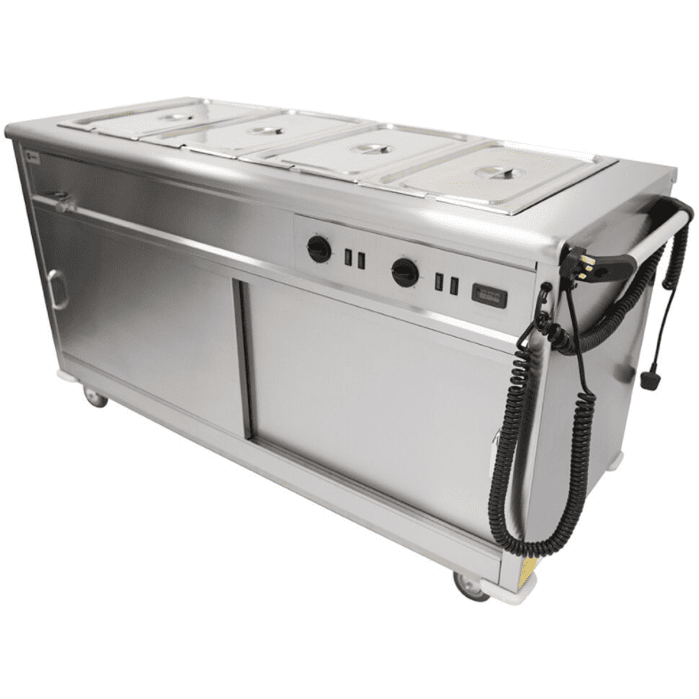 Parry MSB15 Heated Bain Marie Top Mobile Servery 4 x 1/1GN