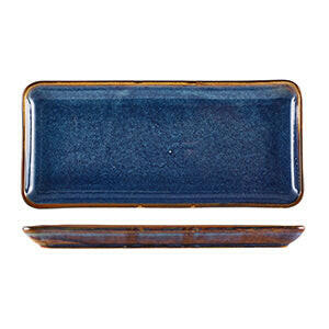 GenWare Terra Porcelain Aqua Blue Narrow Rectangular Platter 36 x 16.5cm Case Size 3 - Cater-Connect Ltd