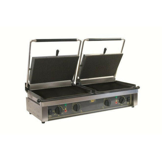Roller Grill Large Double Contact Grill Ribbed Top And Flat Bottom