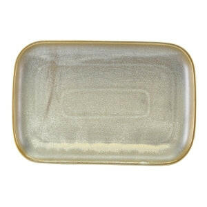 Genware Terra Porcelain Matt Grey Rectangular Plate 34.5 x 23.5cm