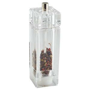 Genware Square Salt/Pepper Grinder Acrylic 15cm